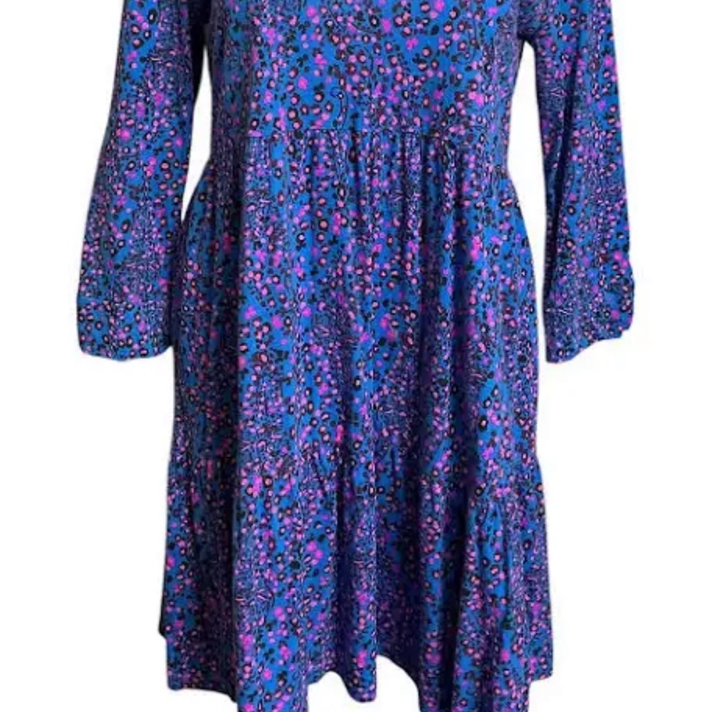 Lilly Pulitzer Blue & Pink 3/4 Sleeve Midi Dress